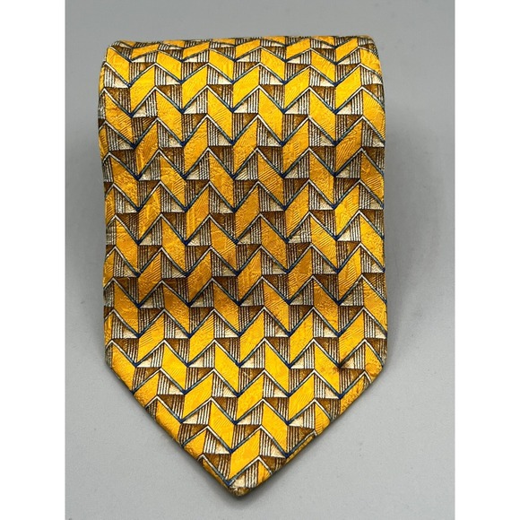 ERMENEGILDO ZEGNA Men's Silk Necktie ITALY Designer Geometric L: 59.5" W:3.75" - Picture 8 of 11